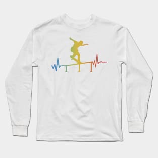 Heartbeat Skater with rail Skateboarding Gift Long Sleeve T-Shirt